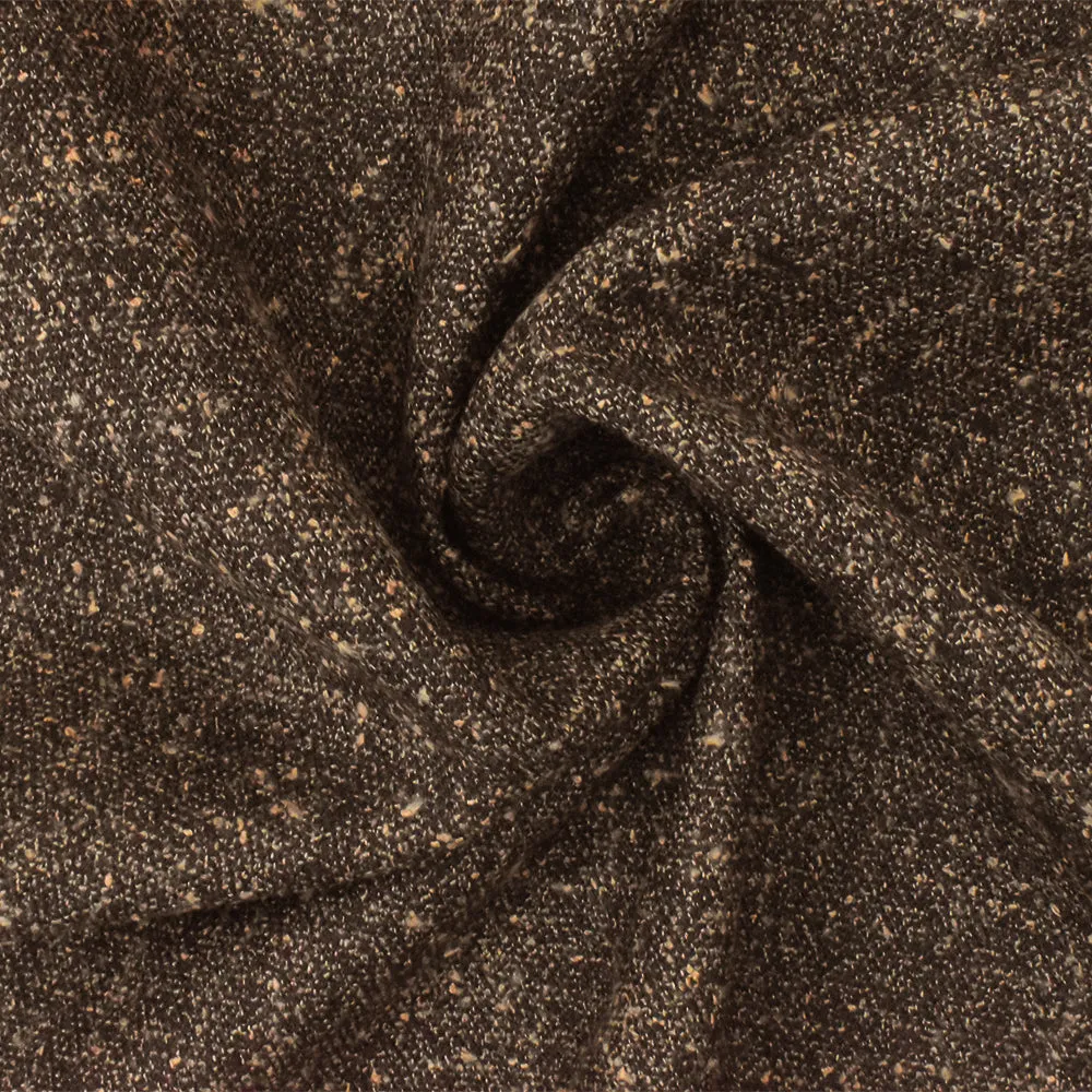 1 1/4 YD PC-Brown-Beige-Black Texture Acrylic Rayon Suiting Woven Fabric