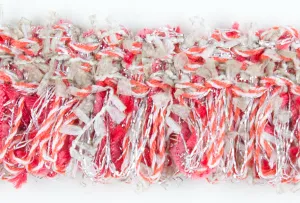 1 1/4"  Coral & Silver Fringed Trim