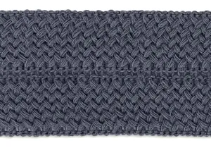 1 1/4" Porpoise Grey Textured Fold-Over Wool Trim (Made in Japan)