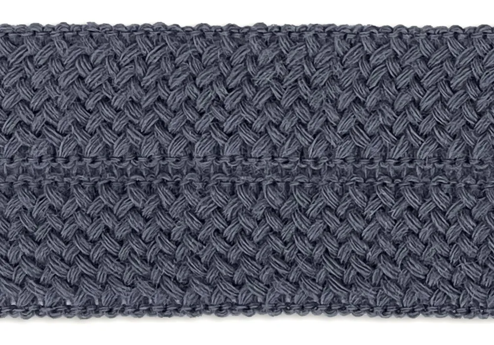 1 1/4" Porpoise Grey Textured Fold-Over Wool Trim (Made in Japan)