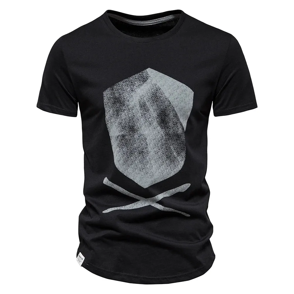 100% Cotton T Shirts for Men Short Sleeve O-neck Fashion Print Slim Fit Men's T-shirts Casual Summer Men's Clothing