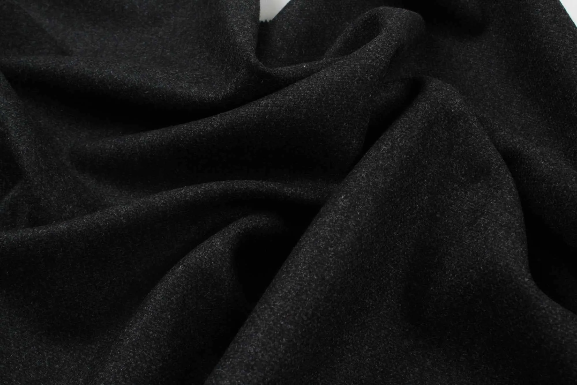 100% Wool Fabric for Coats - Heavy-Weight - Black Melange