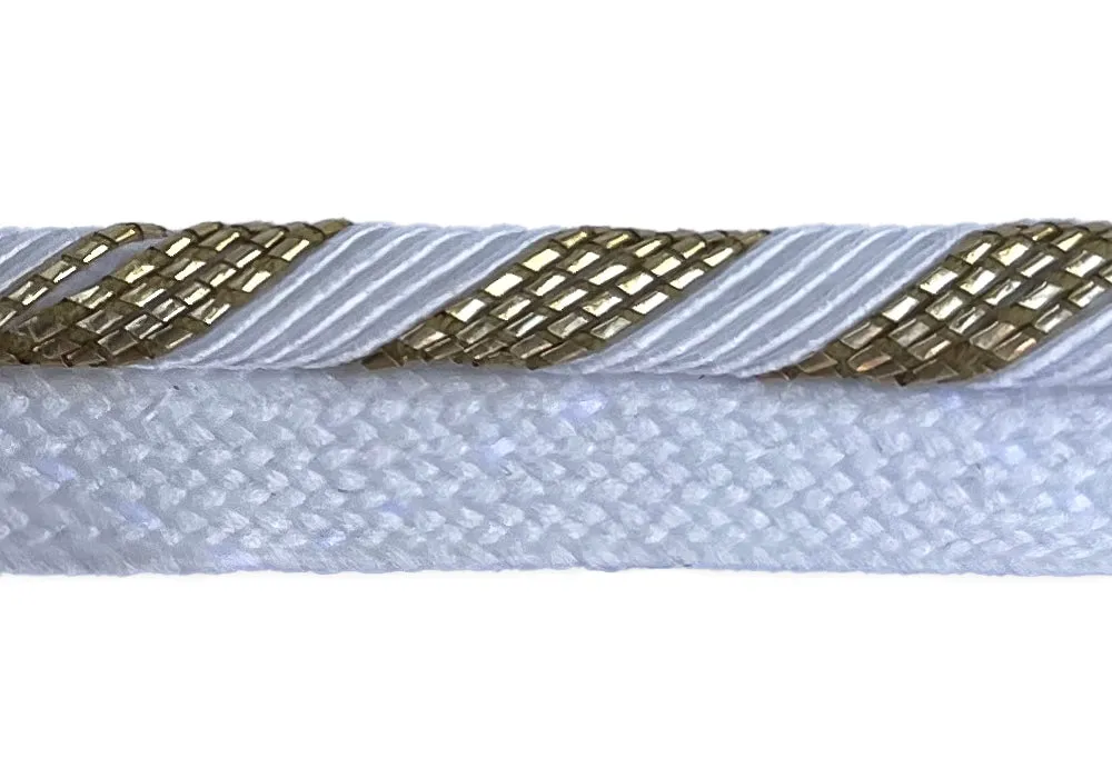 1/2" White & Gold Metallic Piping Trim (Made in USA)