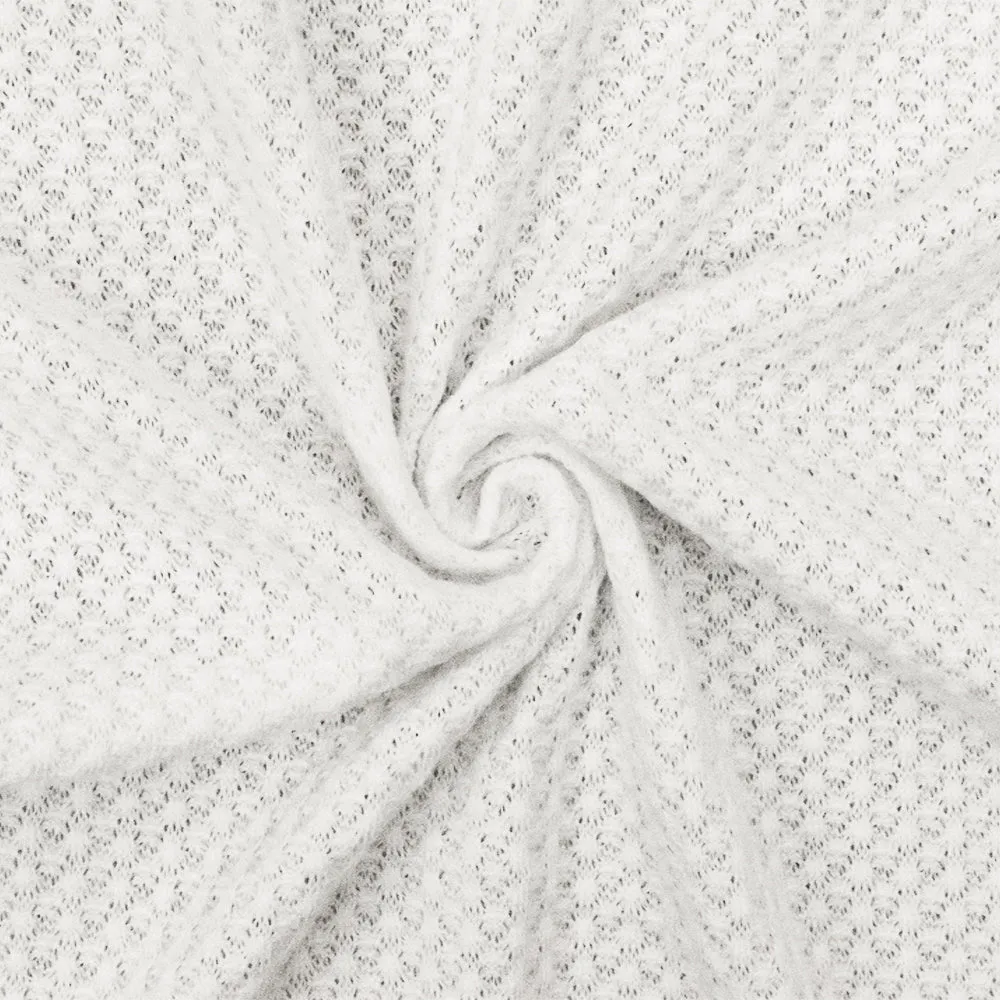 1/4 YD PC-Pure White Solid Stretch Poly Thermal Knit Fabric