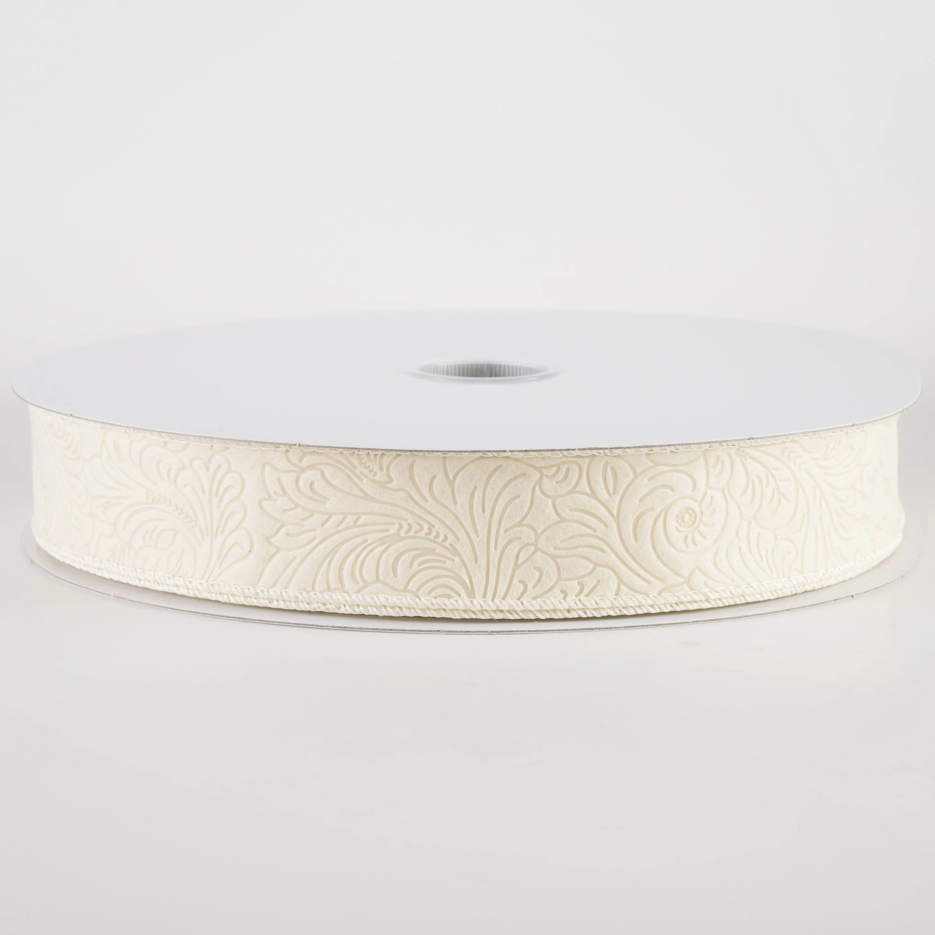 1.5" Embossed Flower Breeze Ribbon: Ivory (50 Yards)