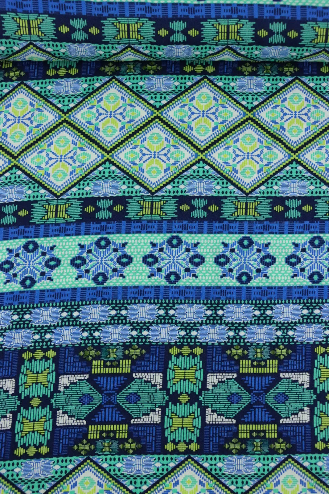 1YD 23IN REMNANT; Summer In Sweden (Blue) Rayon Challis