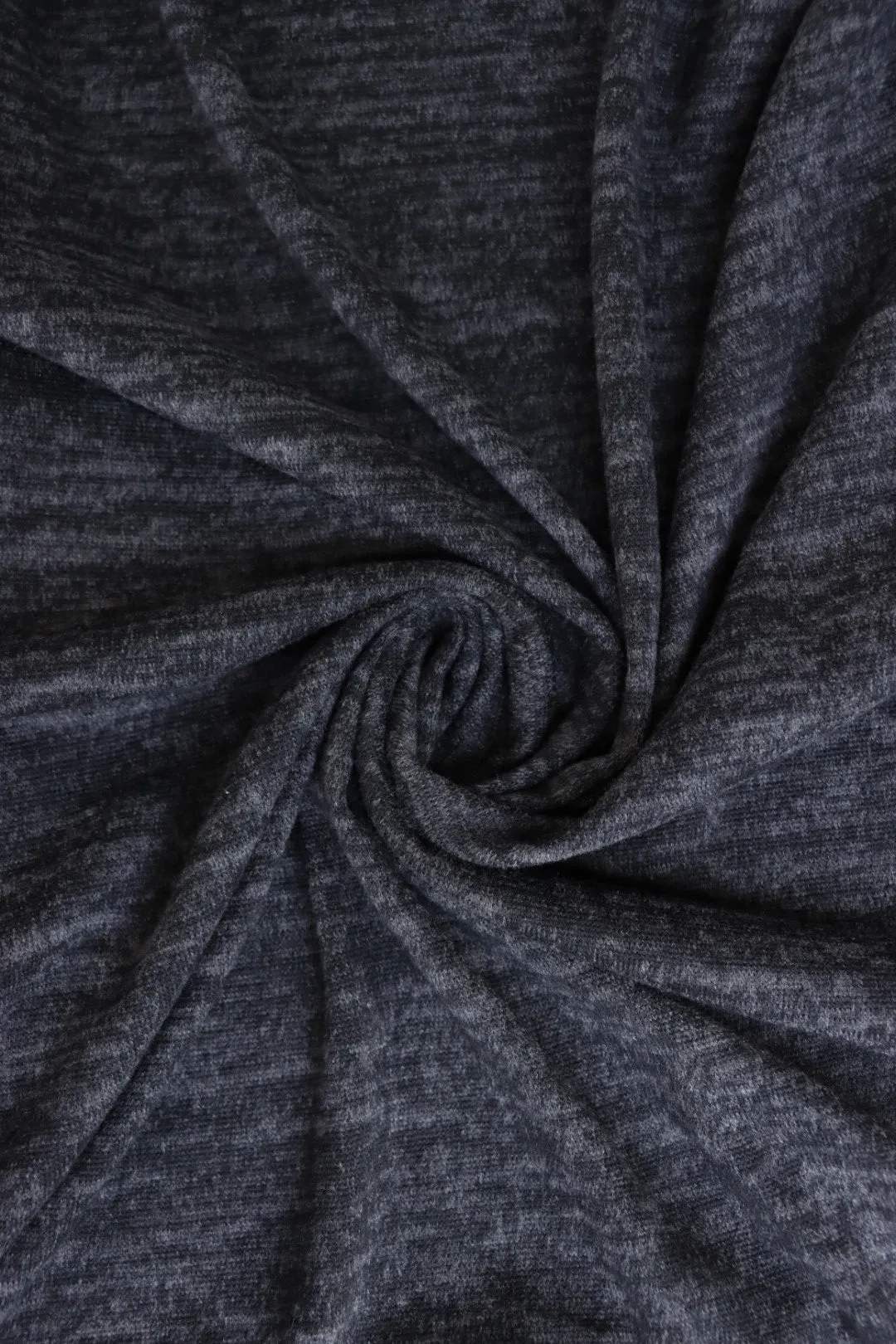 1YD PRECUT; Marled Black Brushed Hacci Sweater Knit