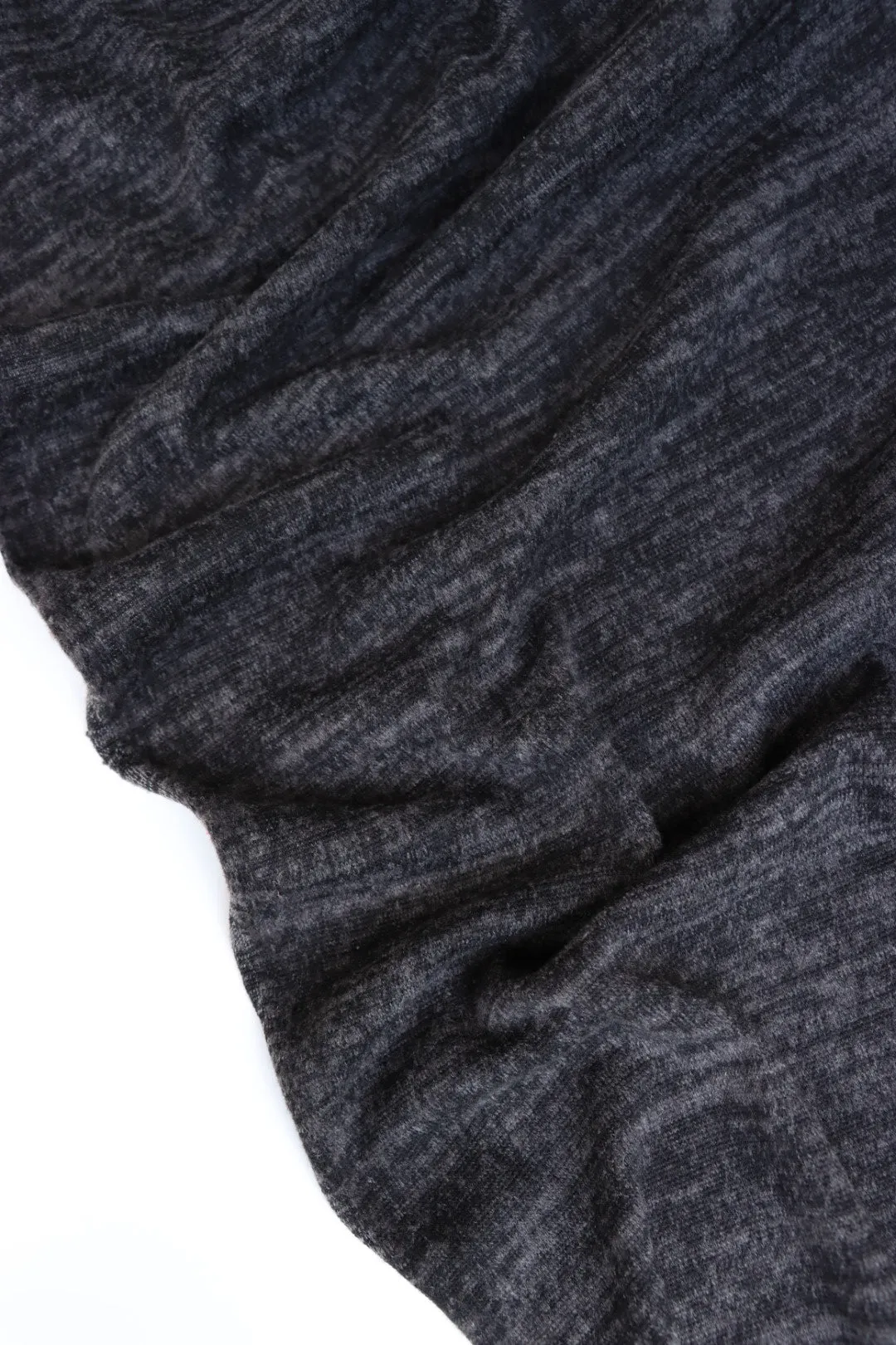 1YD PRECUT; Marled Black Brushed Hacci Sweater Knit