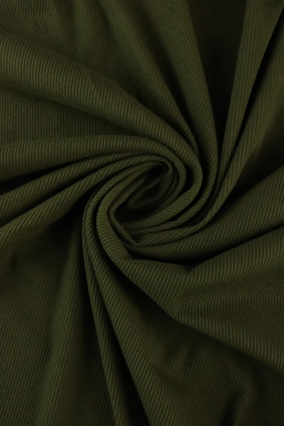 1YD PRECUT; Olive Vaeroy 2x1 Rib Knit