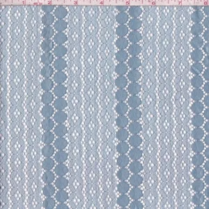 2 1/2 YD PC-Light Blue Floral/Circular Stripe Lace Fabric