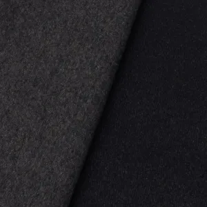 2 1/2 YD PC-Static Gray-Ash-Black Coated Wool Blend Woven Fabric