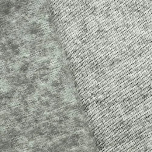 2 1/4 YD PC-Foggy Static Gray Wool Blend Brushed Back Fleece Knit Fabric