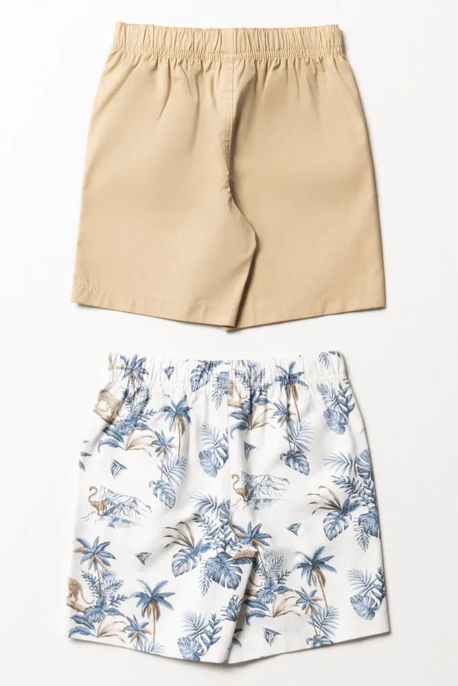 2 Pack Floral Shorts Natural