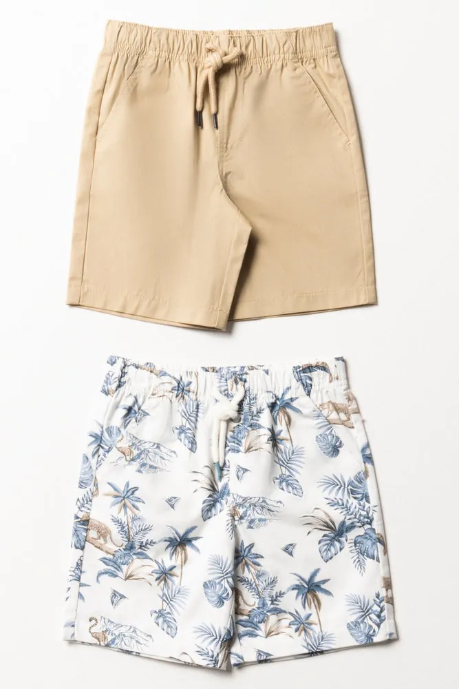 2 Pack Floral Shorts Natural