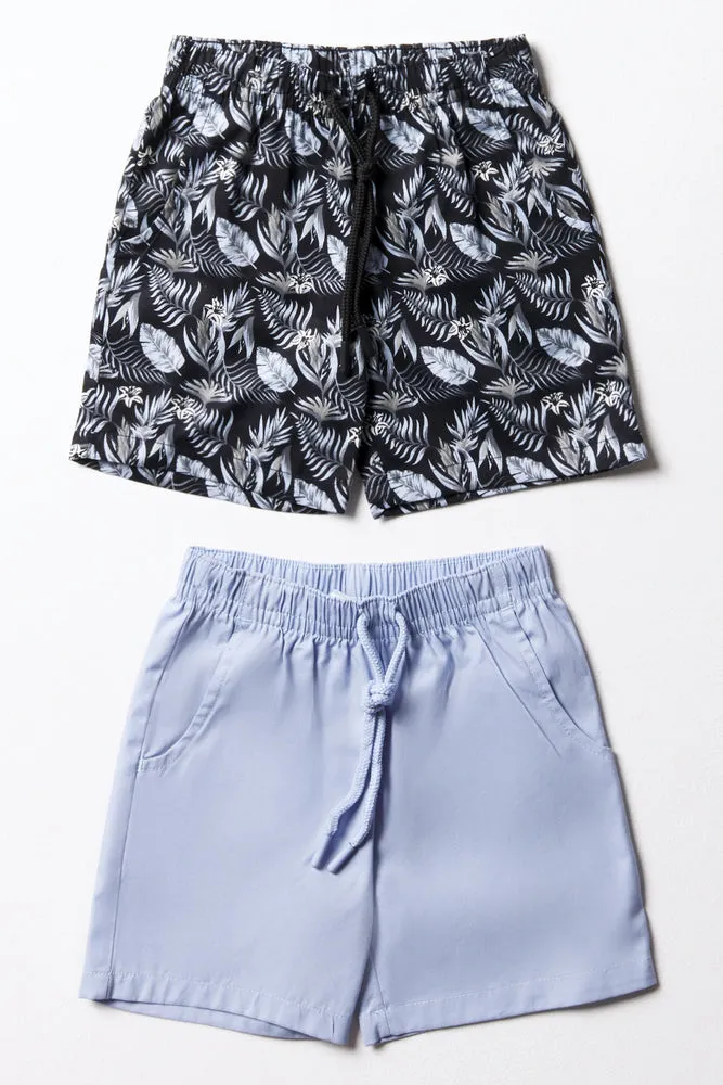 2 Pack Leaf Shorts Black