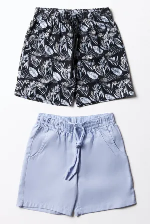 2 Pack Leaf Shorts Black