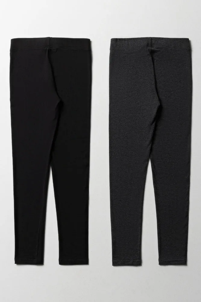 2 Pack Leggings Black & Dark Grey