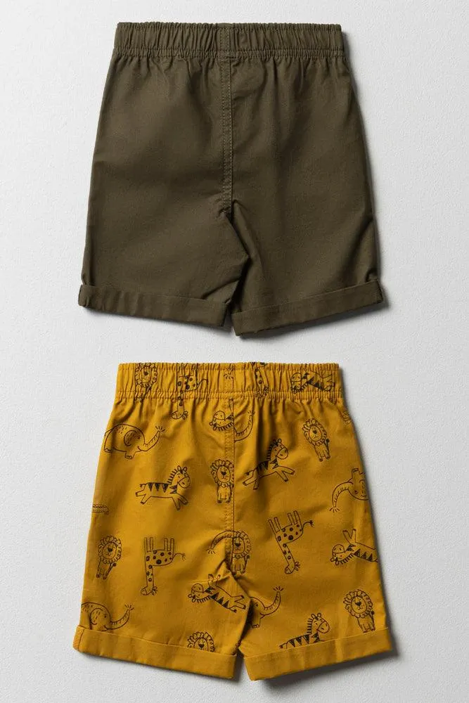 2 Pack Shorts Yellow & Dark Green