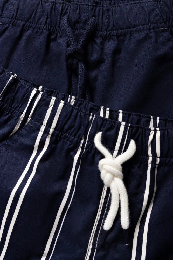 2 Pack Stripe Shorts Dark Navy