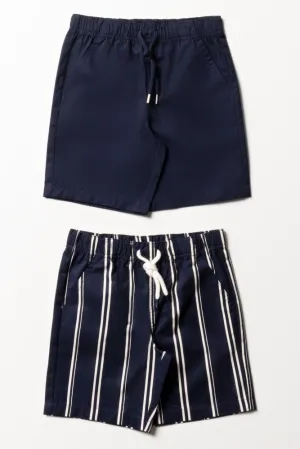 2 Pack Stripe Shorts Dark Navy