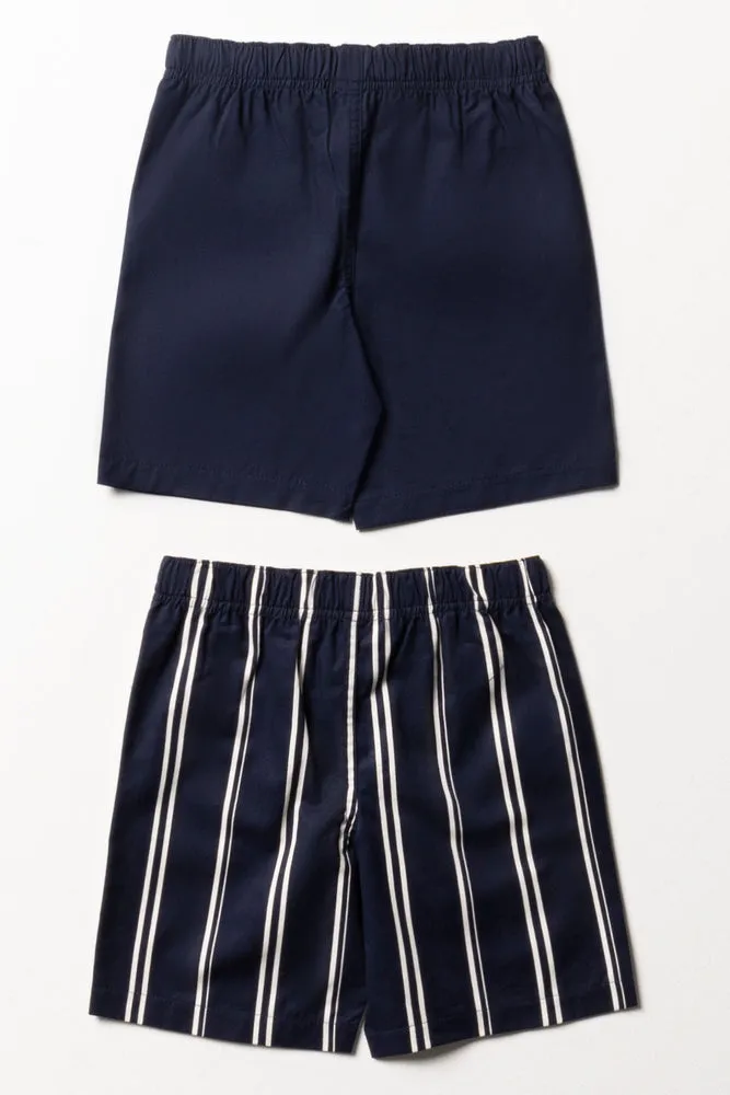 2 Pack Stripe Shorts Dark Navy