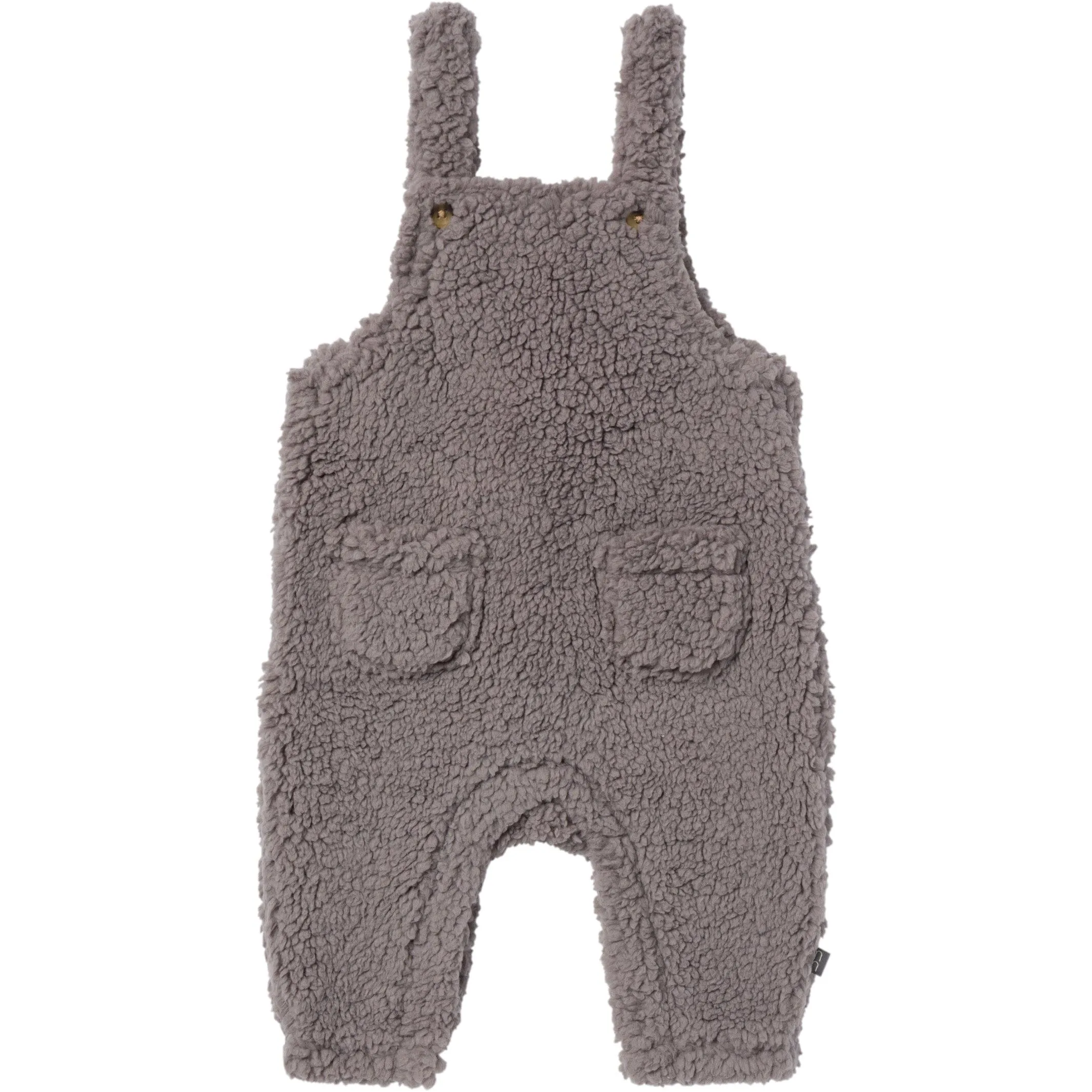 2-Piece Baby Neutral Medium Gray Microplush Overalls