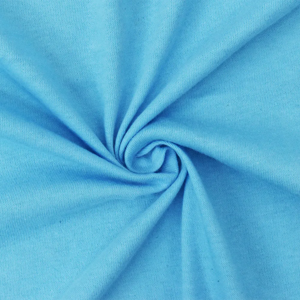 2 YD PC-Blue Organic Cotton Stretch Spandex Solid Jersey Knit Fabric