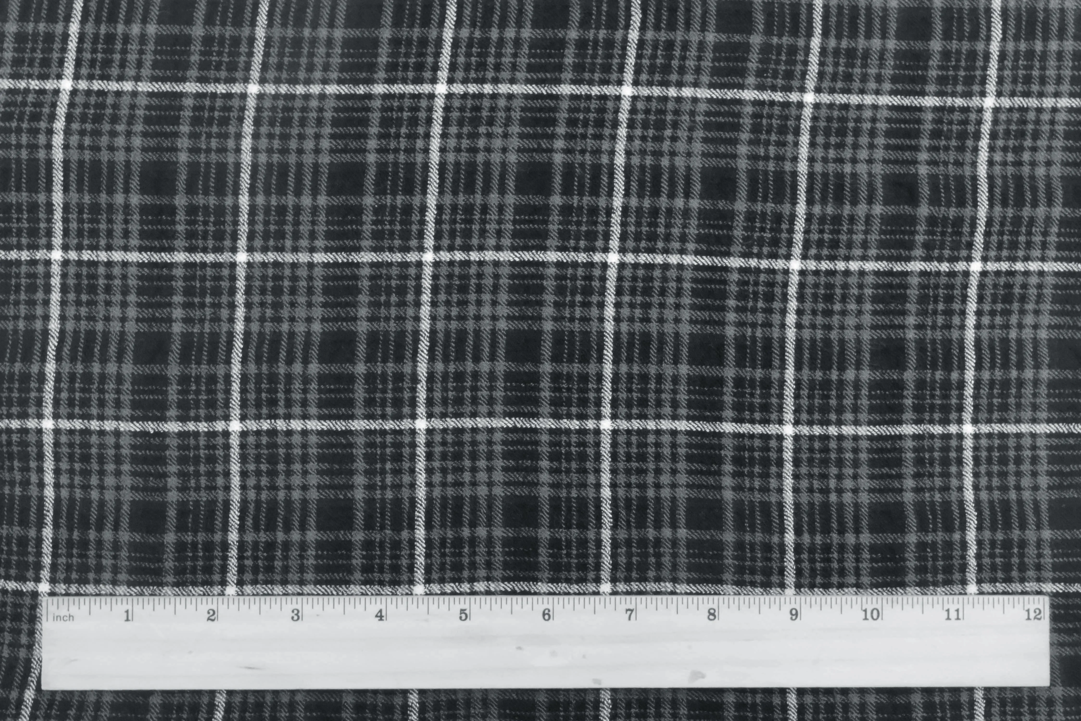 2 YD PC-Classic Black-White-Gray Stretch Plaid Twill Woven Fabric