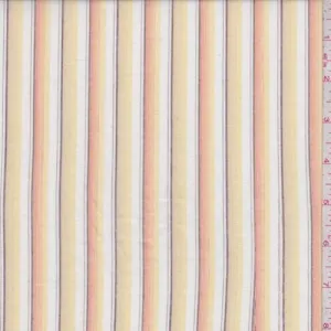 2 YD PC-White/Buff Stripe Cotton Lawn Fabric