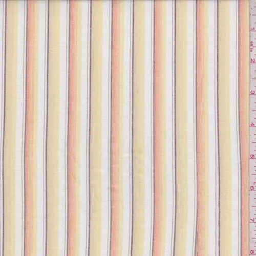 2 YD PC-White/Buff Stripe Cotton Lawn Fabric