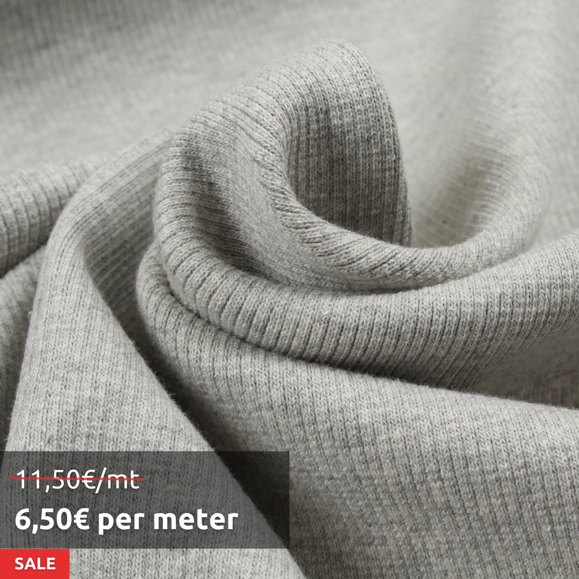 3.5 Mts Piece - Organic Cotton Stretch Rib 2x2 (Grey Melange) - OFFER: 6,50€/MT