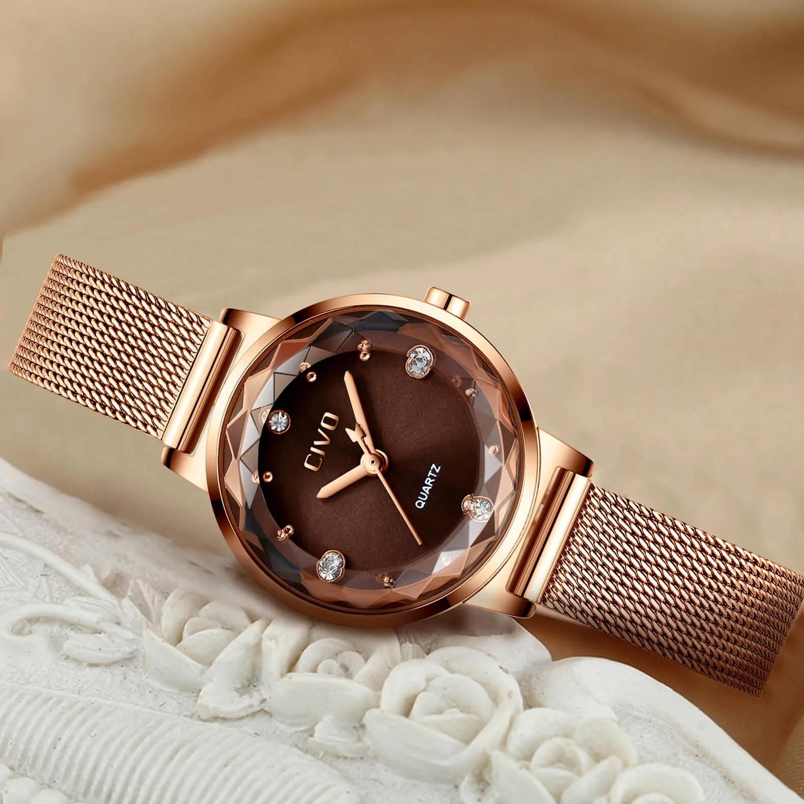 8024C | Quartz Women Watch | Mesh Band