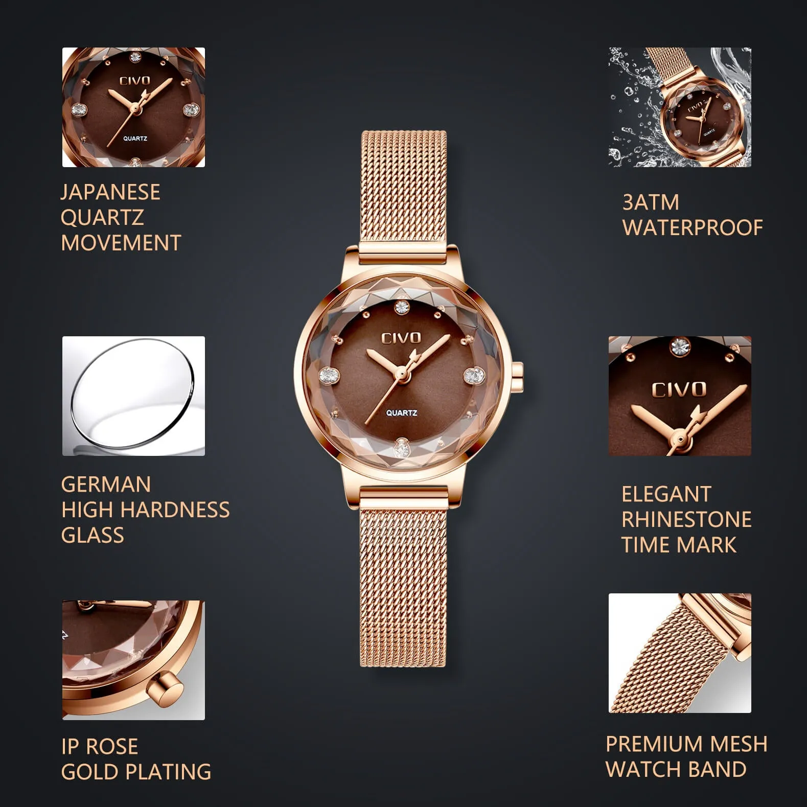 8024C | Quartz Women Watch | Mesh Band