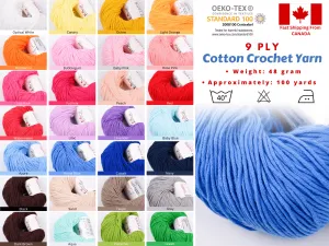 9 PLY Cotton Crochet Yarn