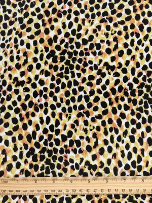 Abstract Leopard Print Viscose Crepe Deadstock - Black   Ochre   Cream - Swatch