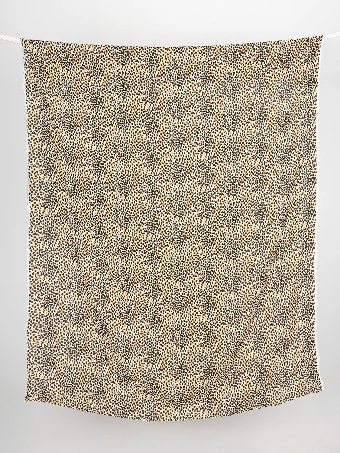 Abstract Leopard Print Viscose Crepe Deadstock - Black   Ochre   Cream - Swatch