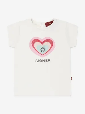 Aigner Baby Girls Logo T-Shirt in Ivory