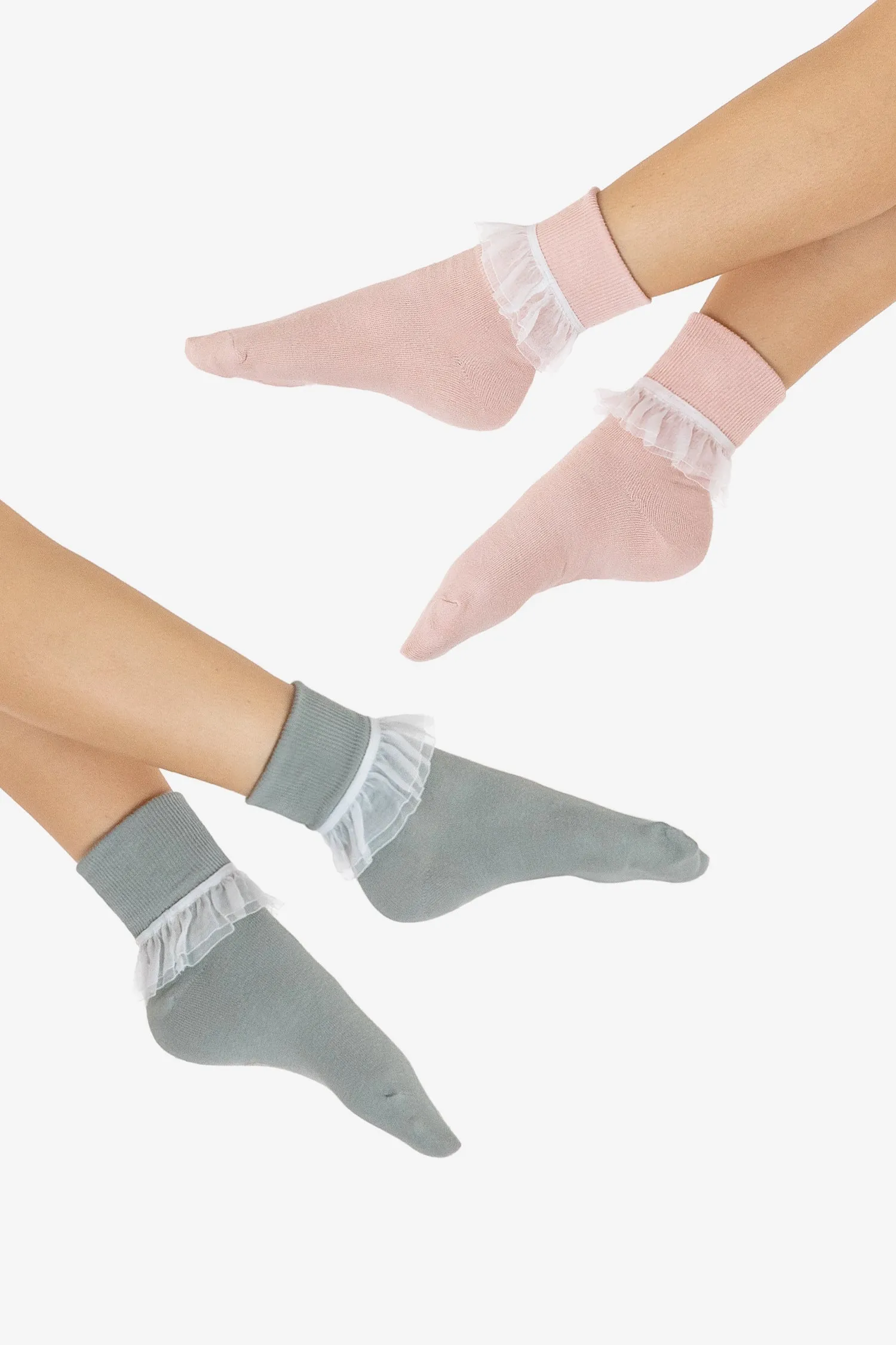 AKLSOCK-L2 - 2-Pack Girly Lace Ankle Sock