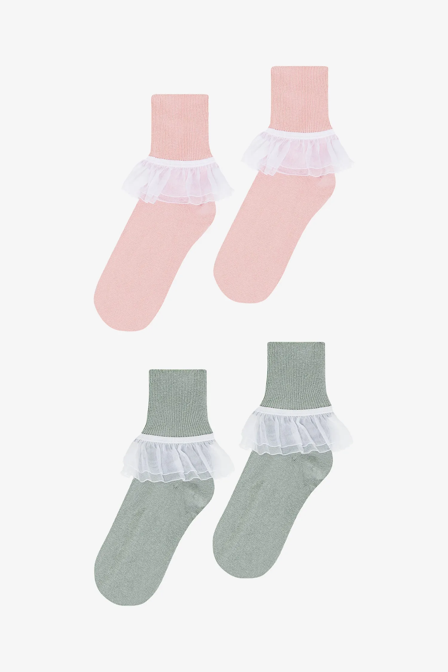 AKLSOCK-L2 - 2-Pack Girly Lace Ankle Sock