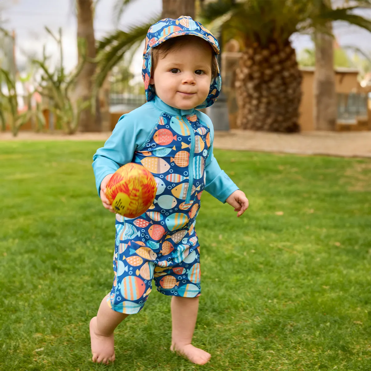 Baby Boy's Long Sleeve Swim Romper