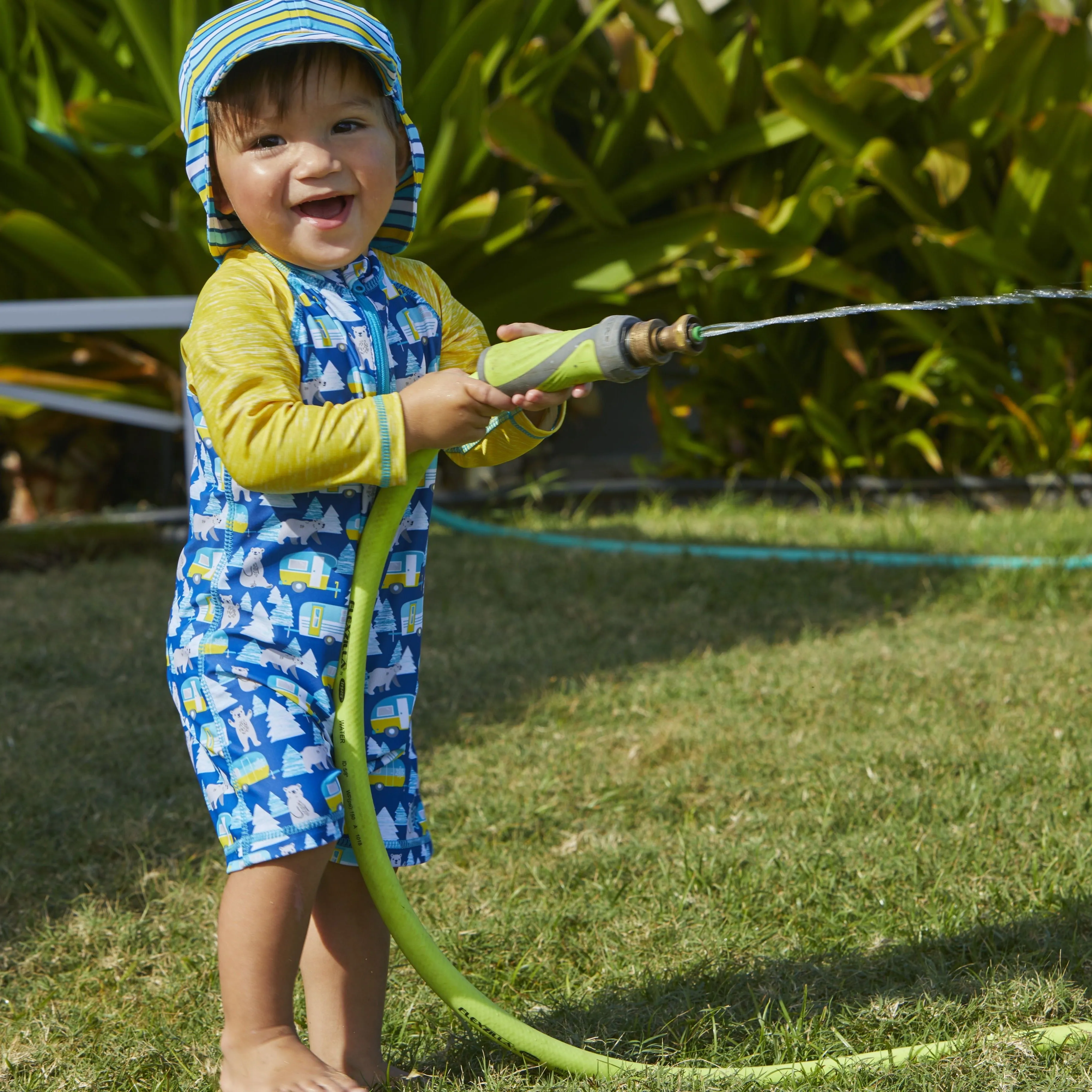 Baby Boy's Long Sleeve Swim Romper