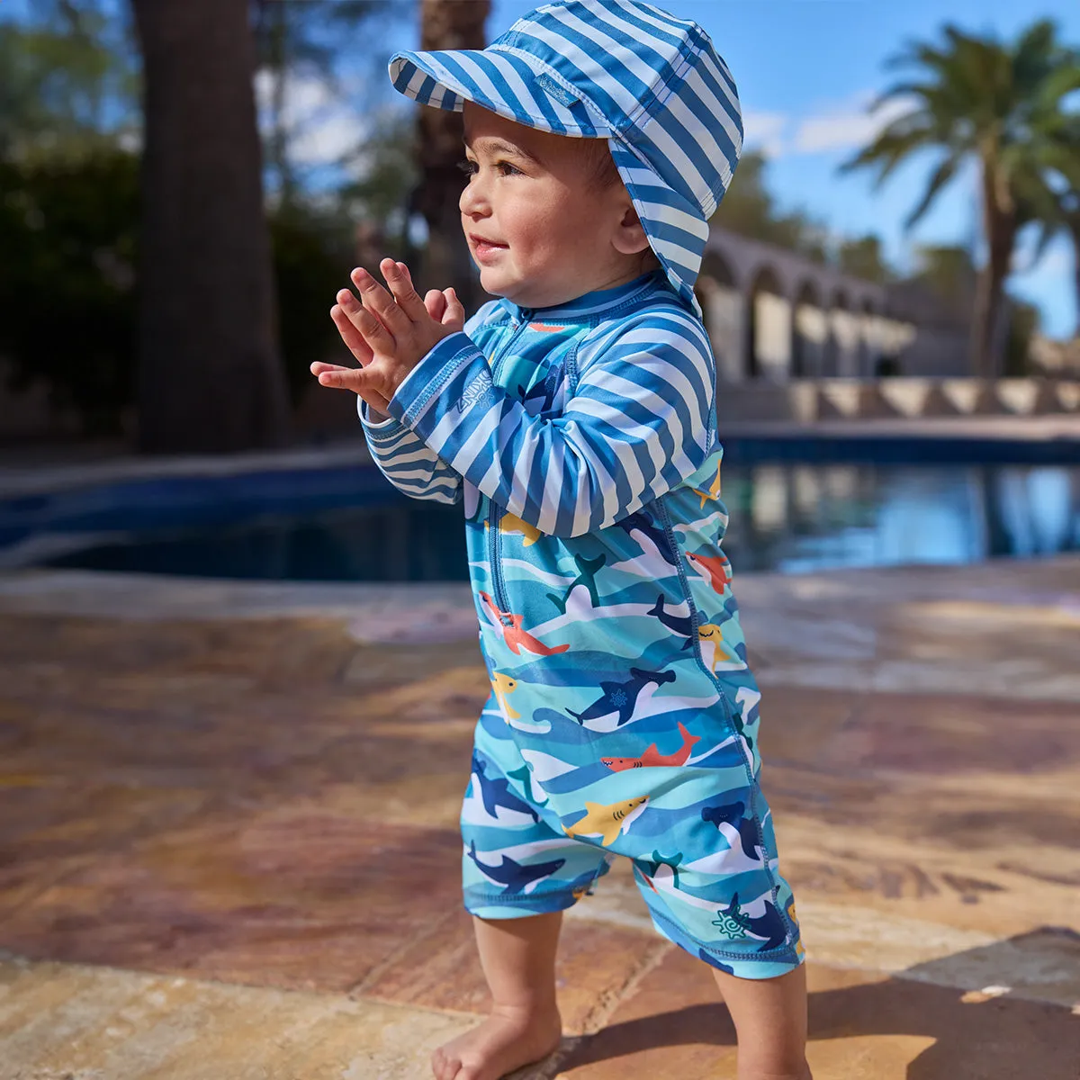 Baby Boy's Long Sleeve Swim Romper