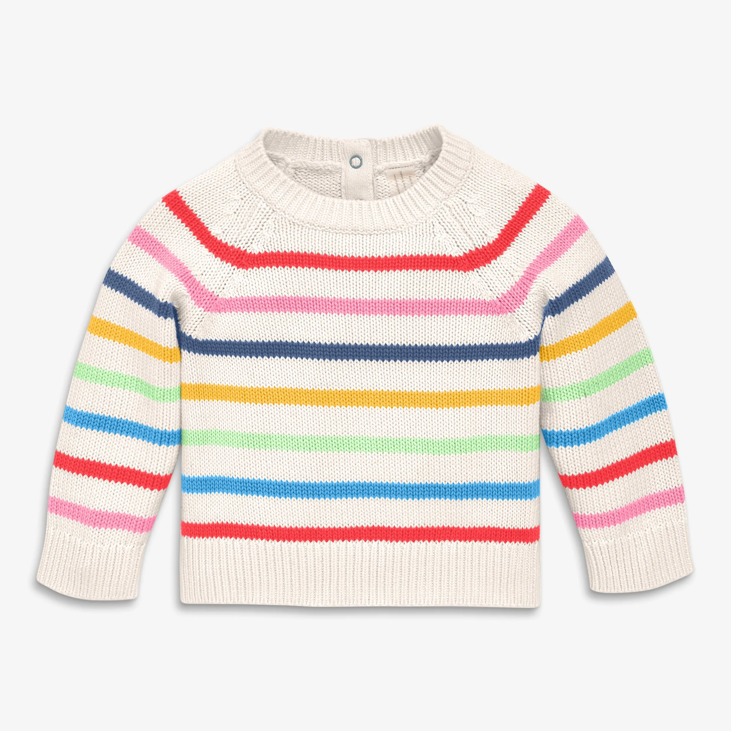 Baby crewneck sweater in rainbow stripe