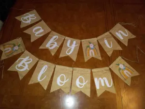 Baby In Bloom Burlap Banner