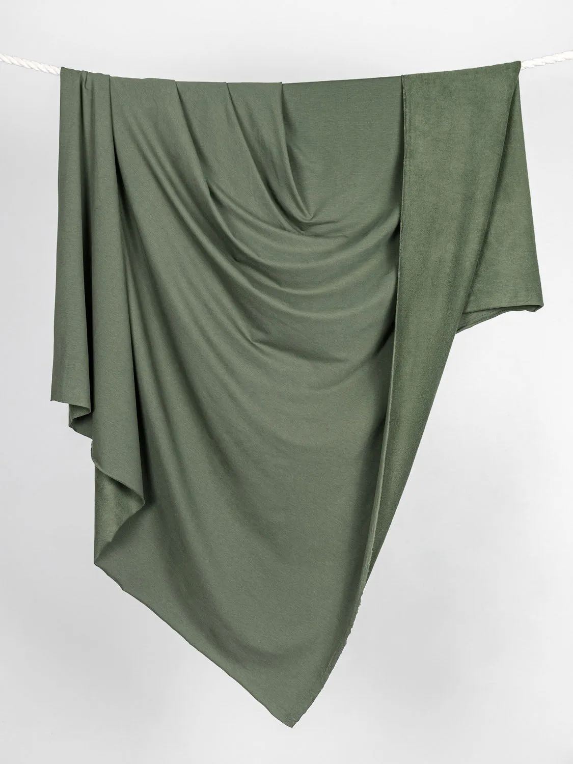 Bamboo Cotton Stretch Fleece - Moss Green