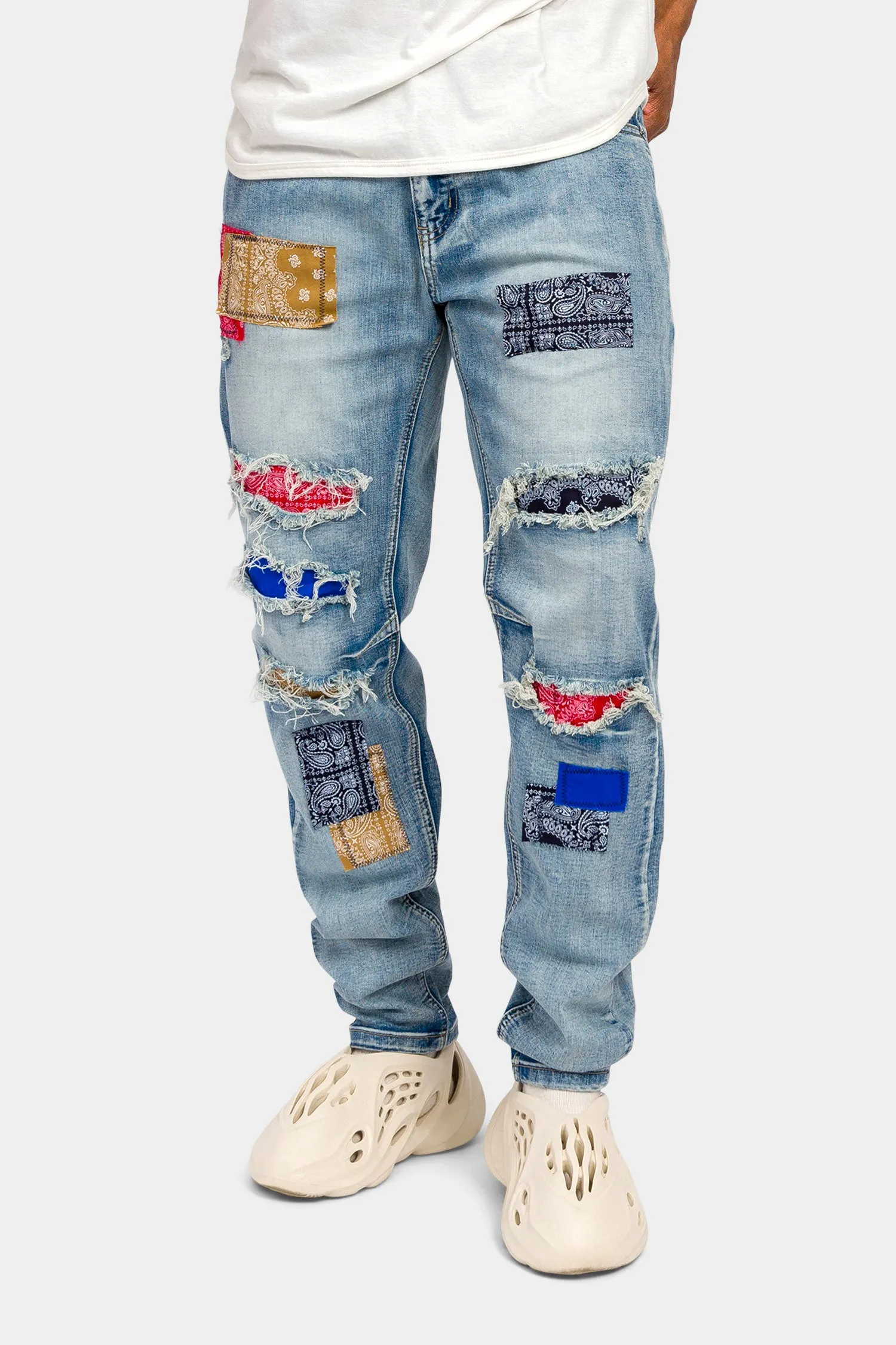 Bandana Paisley Rip and Repair Denim Jeans