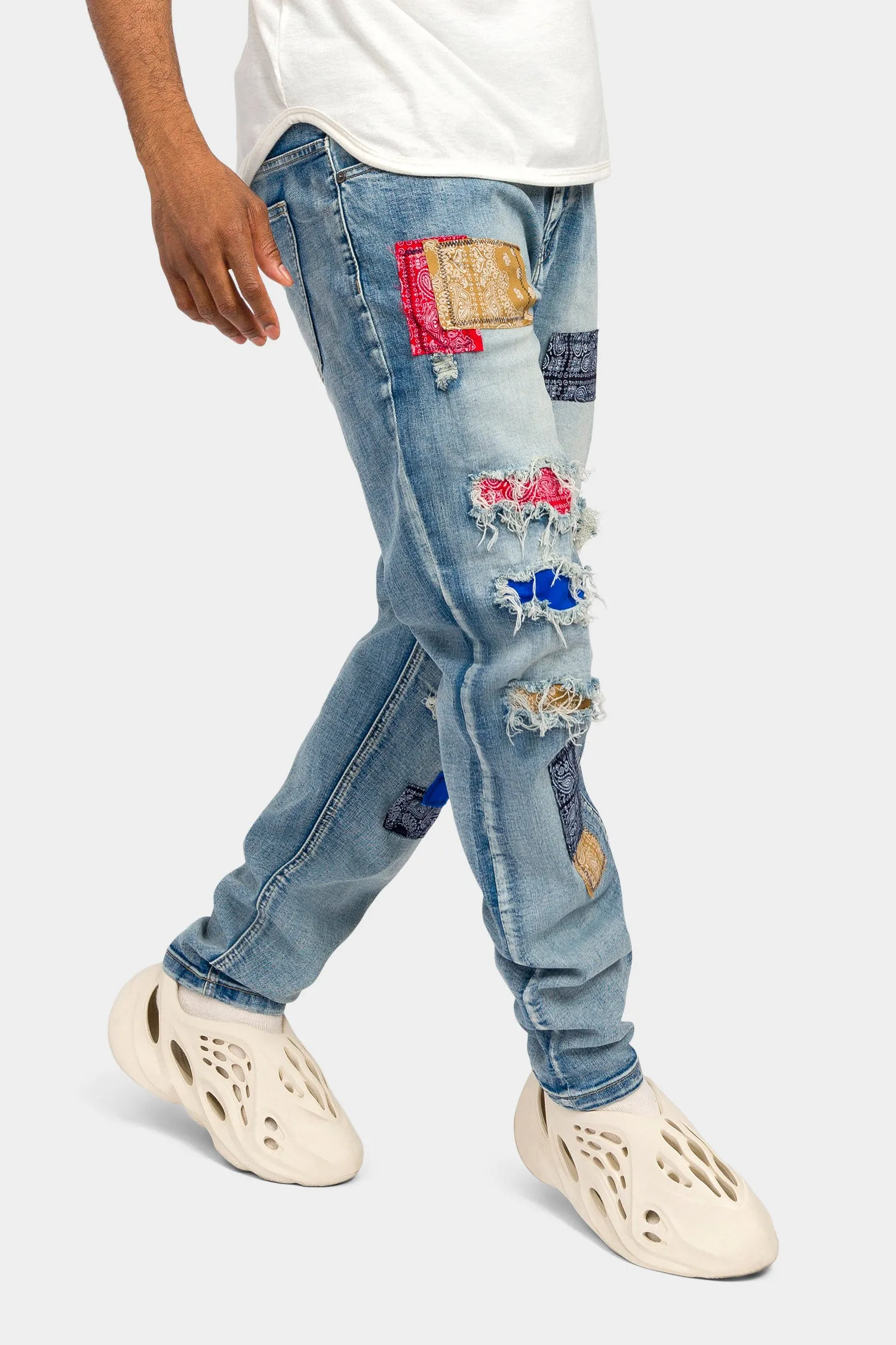 Bandana Paisley Rip and Repair Denim Jeans