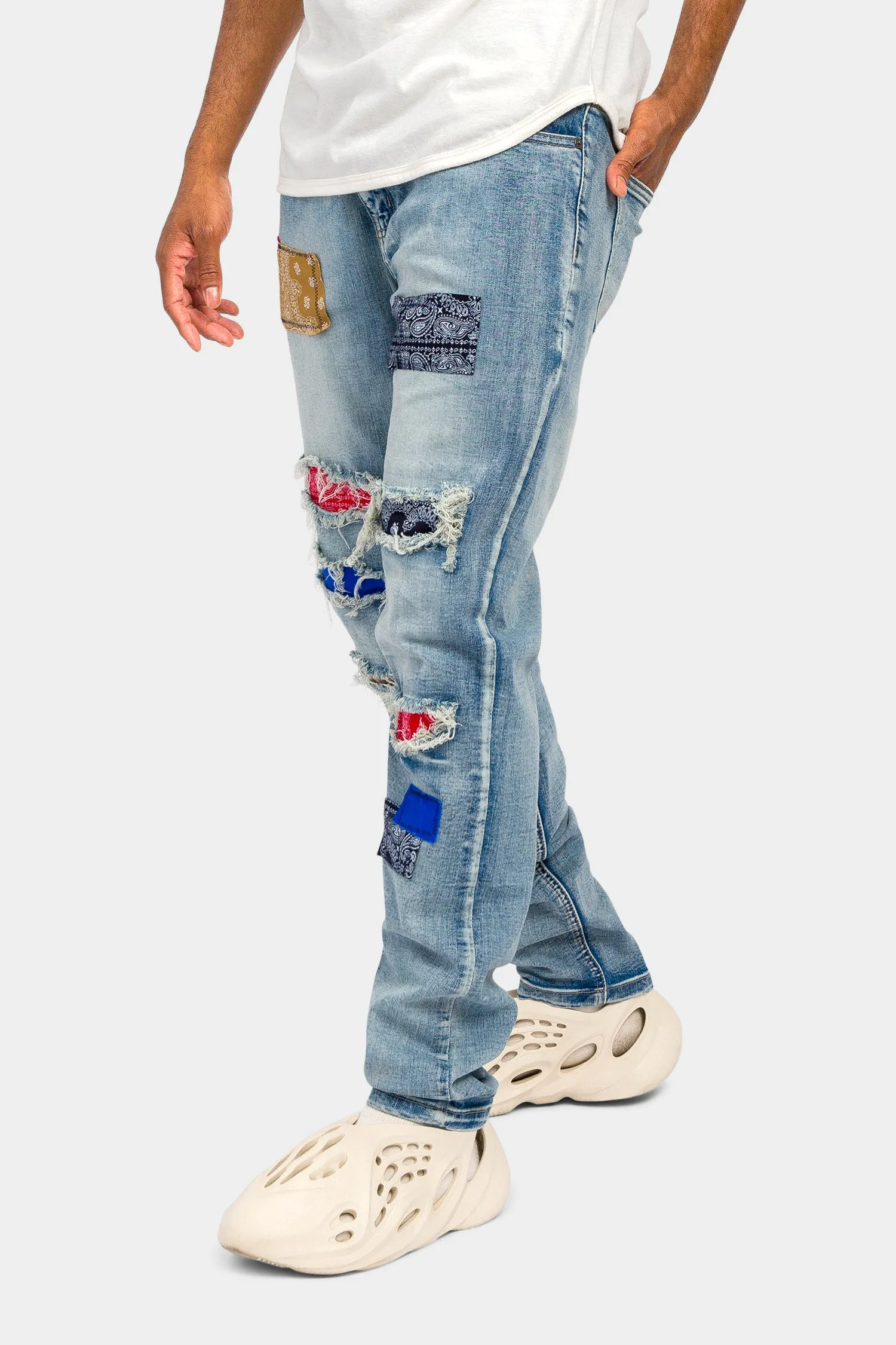 Bandana Paisley Rip and Repair Denim Jeans