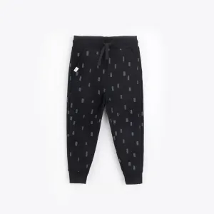 Basics Block Print on Black Jogger | Miles The Label