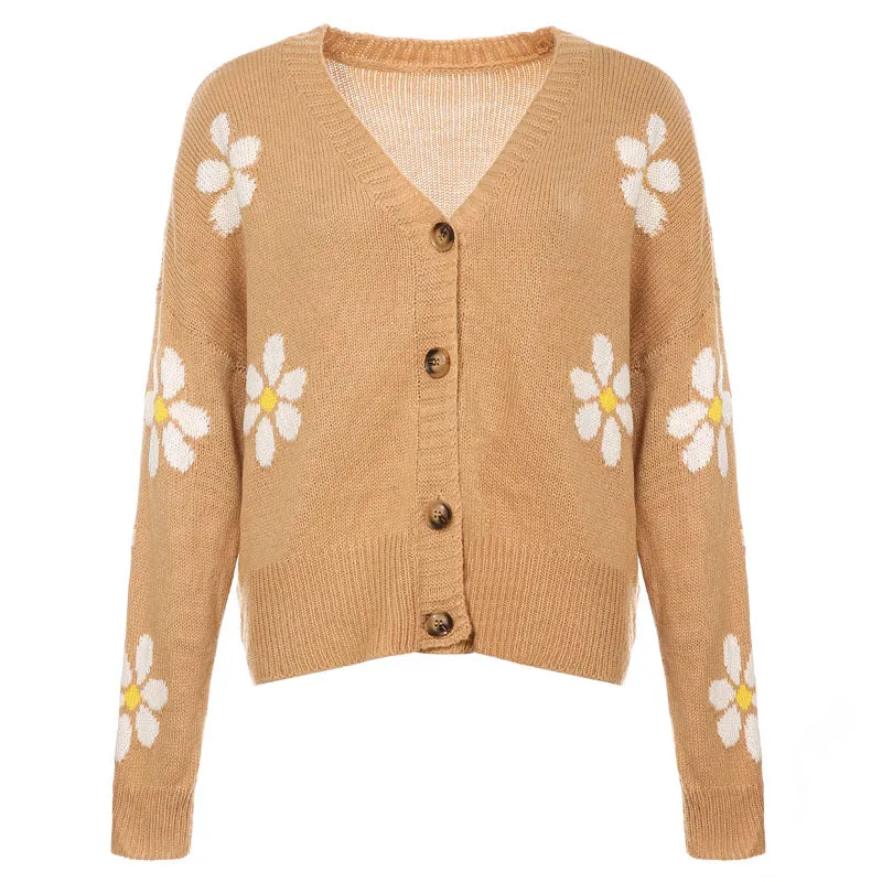 BerryBetty - Casual Floral Knitted Cardigan